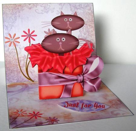 Purrfect Cat Present Stand-up Element Easel Card by Margaret McCartney
