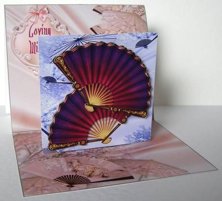 Oriental Fans Stand-up Element Easel Card by Margaret McCartney