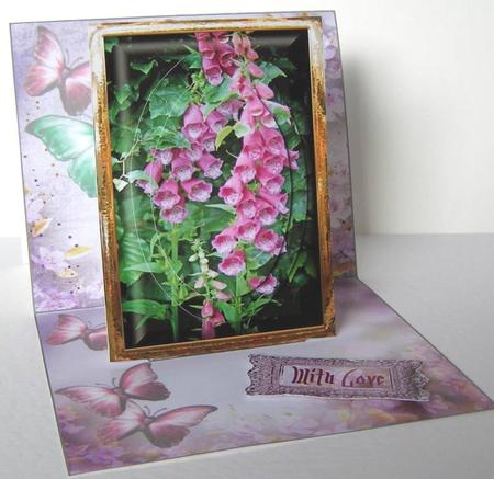 Foxgloves & Butterflies Stand-up Element Easel Card by Margaret McCartney