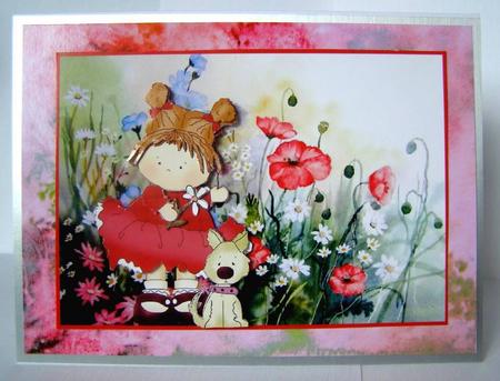 Watercolour Burst Background in Red and Green by Margaret McCartney
