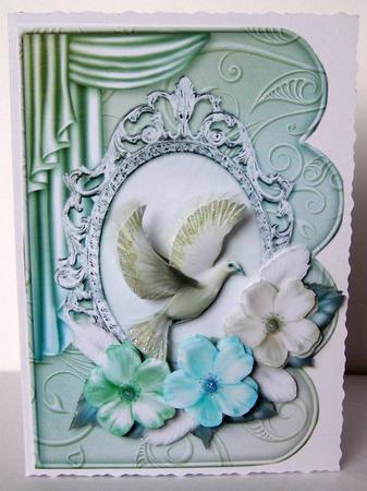 Flight of Fantasy 4 Scalloped Edge Card Decoupage by Margaret McCartney