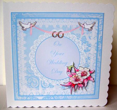 On Your Wedding Day with Doves and Flowers Decoupage by Margaret McCartney