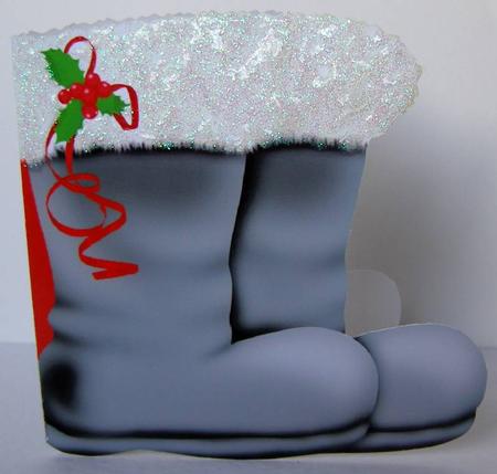 Santas Boots Shaped Quick Card by Margaret McCartney