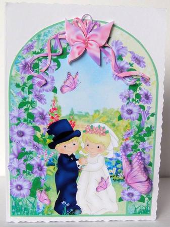 Cute Bride and Groom with Floral Archway Decoupage by Margaret McCartney