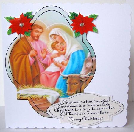 Nativity Vintage Card Topper & Verse Religious by Margaret McCartney
