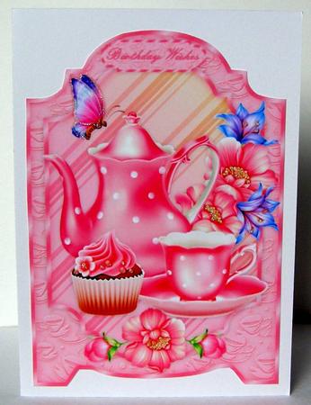 Teatime with Flowers A4 Screen Card by Margaret McCartney