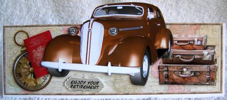 Vintage Car Travel Over the Top Large Card by Margaret McCartney