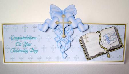 Boys Christening Over the Top Large Card by Margaret McCartney