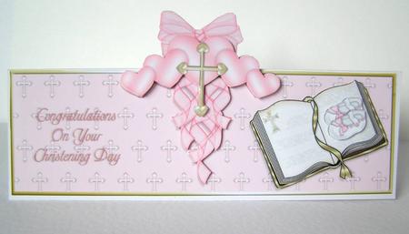 Girls Christening Over the Top Large Card by Margaret McCartney