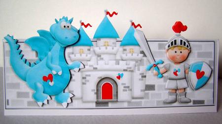 Knight & Dragon Over the Top Large Card by Margaret McCartney