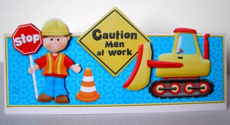 Men at Work Over the Top Large Card by Margaret McCartney