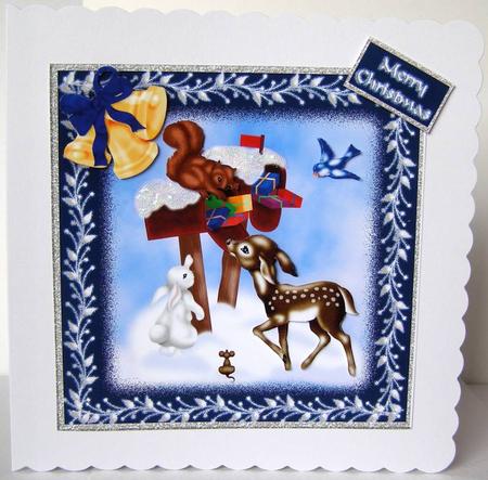 Christmas Animals Decoupage Card by Margaret McCartney