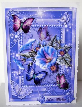 Morning Glory in a Sparkling Blue Frame Card Front by Margaret McCartney