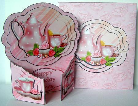 Teatime Gatefold Decoupage Pink by Margaret McCartney