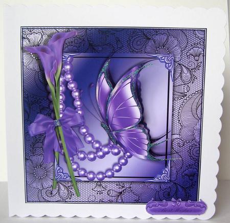 Lily Flutters and Pearls Card Topper by Margaret McCartney