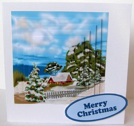 Pretty Cottage Snow Scene Pyramids by Margaret McCartney