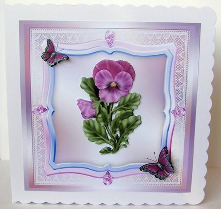 Pansies and Butterflies Decoupage Topper by Margaret McCartney