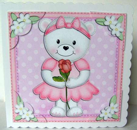 8 x 8 Teddy Tess's Rose Scalloped Corner Topper by Margaret McCartney