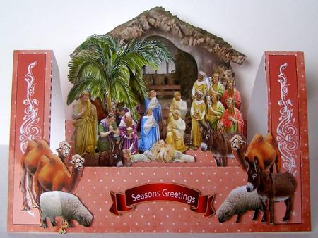 W Side Fold Nativity Dimensional Stunning Christmas Card by Margaret McCartney