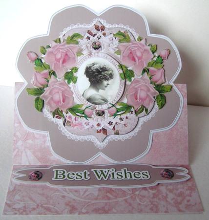Pink Roses Frame and Vintage Lady by Margaret McCartney