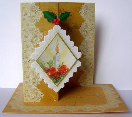 Single Gold Candle Fold Back Lace Card and Envelope Kit by Margaret McCartney