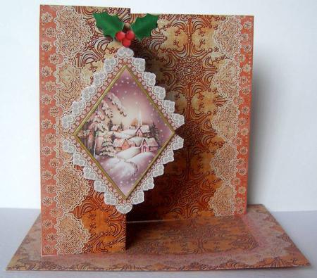 Snowy Village Fold Back Lace Card and Envelope Kit by Margaret McCartney