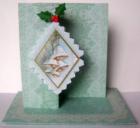 Snowbells Aqua Fold Back Lace Card and Envelope Kit by Margaret McCartney