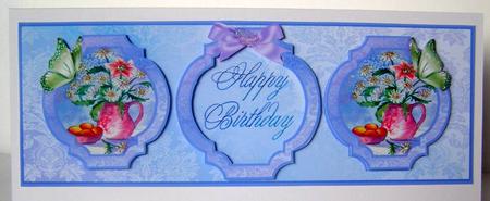 Happy Birthday Dl Card with Daisies and Butterflies by Margaret McCartney