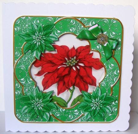 Red Poinsettia Green Christmas Fancy 8in Decoupage Cf Kit by Margaret McCartney