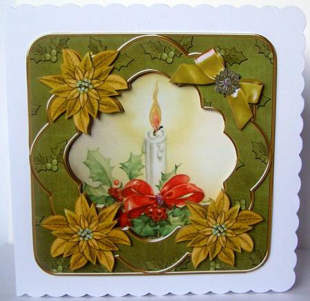 Single Candle Olive Christmas Fancy 8in Decoupage Cf Kit by Margaret McCartney