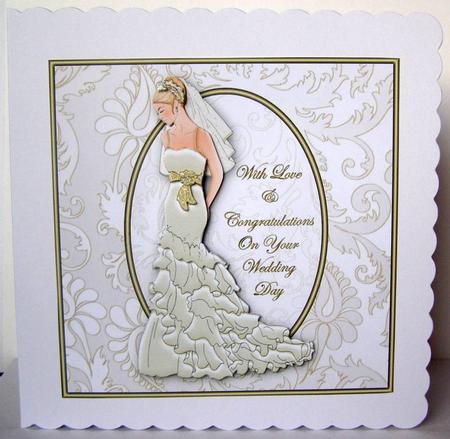 Ivory Bride 8x8 Square Card Front with Decoupage by Margaret McCartney