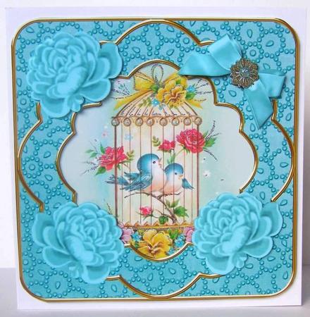 Blue Lovebirds Fancy Picture 8in Decoupage Cf Kit by Margaret McCartney