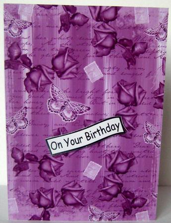 Lilac Painted Rose Butterfly A4 Backing Paper by Margaret McCartney