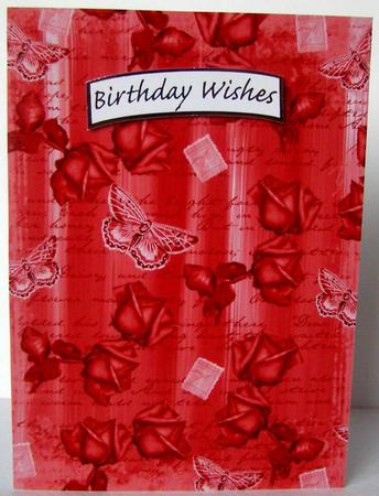 Red Painted Rose Butterfly A4 Backing Paper by Margaret McCartney