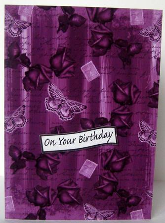 Purple Painted Rose Butterfly A4 Backing Paper by Margaret McCartney