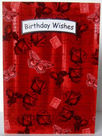 Dark Red Painted Rose Butterfly A4 Backing Paper by Margaret McCartney
