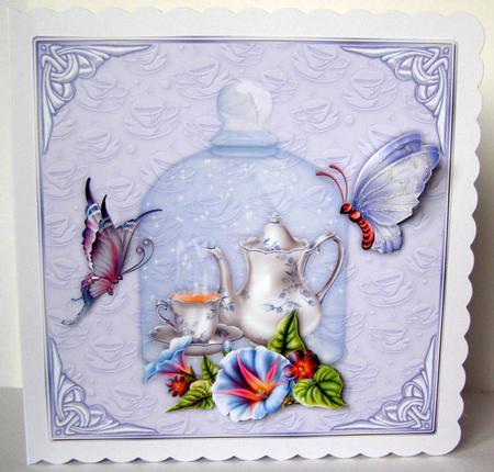 China Blue Square Card Front by Margaret McCartney