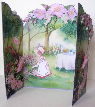 Tea in the Garden Gatefold Kit with Cute Girl by Margaret McCartney