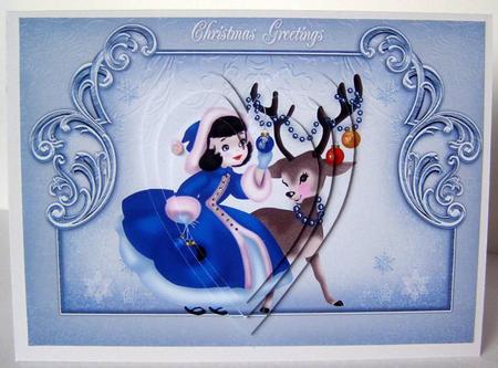 Christmas Girl and Deer by Margaret McCartney