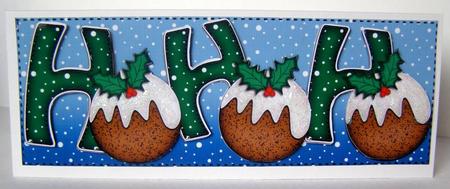 Large Dl Xmas Hohoho with Puddings Quick Card N 3D Decoupage by Margaret McCartney