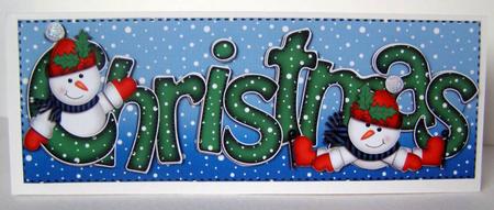 Large Dl Xmas Christmas with Snowman Quick Card 3D Decoupage by Margaret McCartney