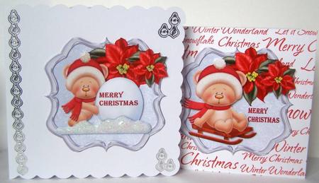 Two Toppers Christmas Snowfun Teddies by Margaret McCartney