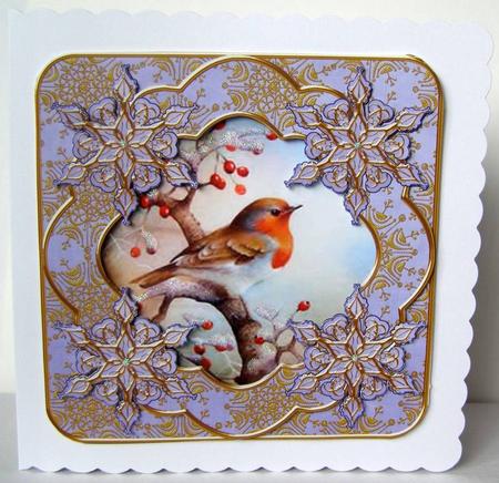 Robin Pblue Gold Flake Fancy 8in Decoupage Cf Kit by Margaret McCartney