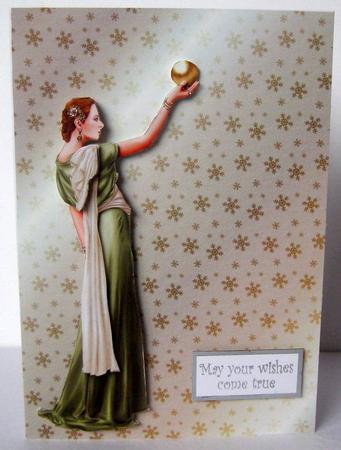 Art Deco Lady Pandore Green Decoupage Sheet by Margaret McCartney