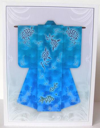 A4 Sealife Kimono Card in Turquoise by Margaret McCartney