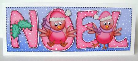 Large Dl Xmas Noel with Robins Quick Card with 3D Decoupage by Margaret McCartney
