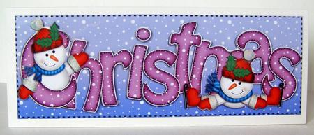 Large Dl Xmas Christmas with Snowman Quick Card 3D Decoupage by Margaret McCartney