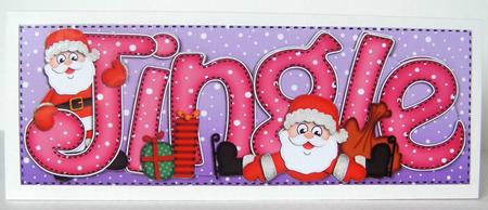 Large Dl Xmas Jingle with Santa Quick Card with 3D Decoupage by Margaret McCartney