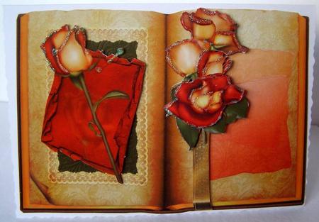 Harvest Roses Open Book Topper by Margaret McCartney