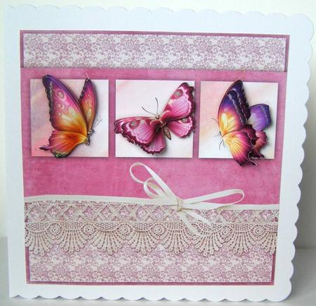 Butterfly Trio & Vintage Lace 8x8in Step by Step by Margaret McCartney